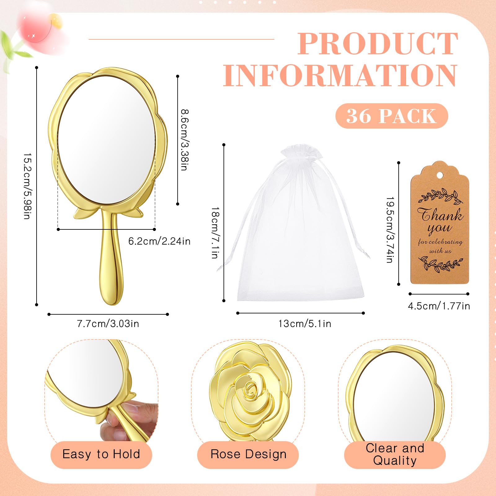 Amazon.co.jp: Suzile 36 セット ヴィンテージ 手持ちミラー ミニ